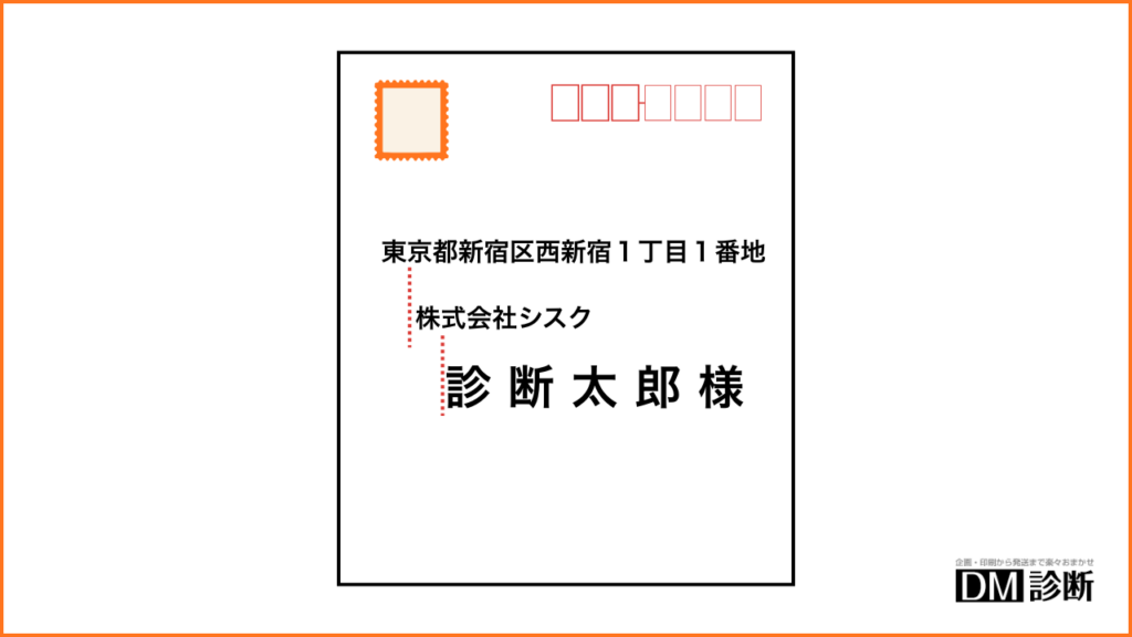 【横書きの場合】はがきの宛名を書く位置 