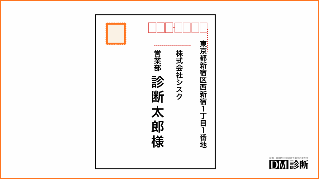 【縦書きの場合】封筒の宛名を書く位置
